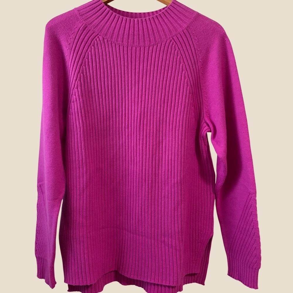 Banana Republic Ribbed Mock Neck Sweater Pink Magenta Size XL NEW with Tags
